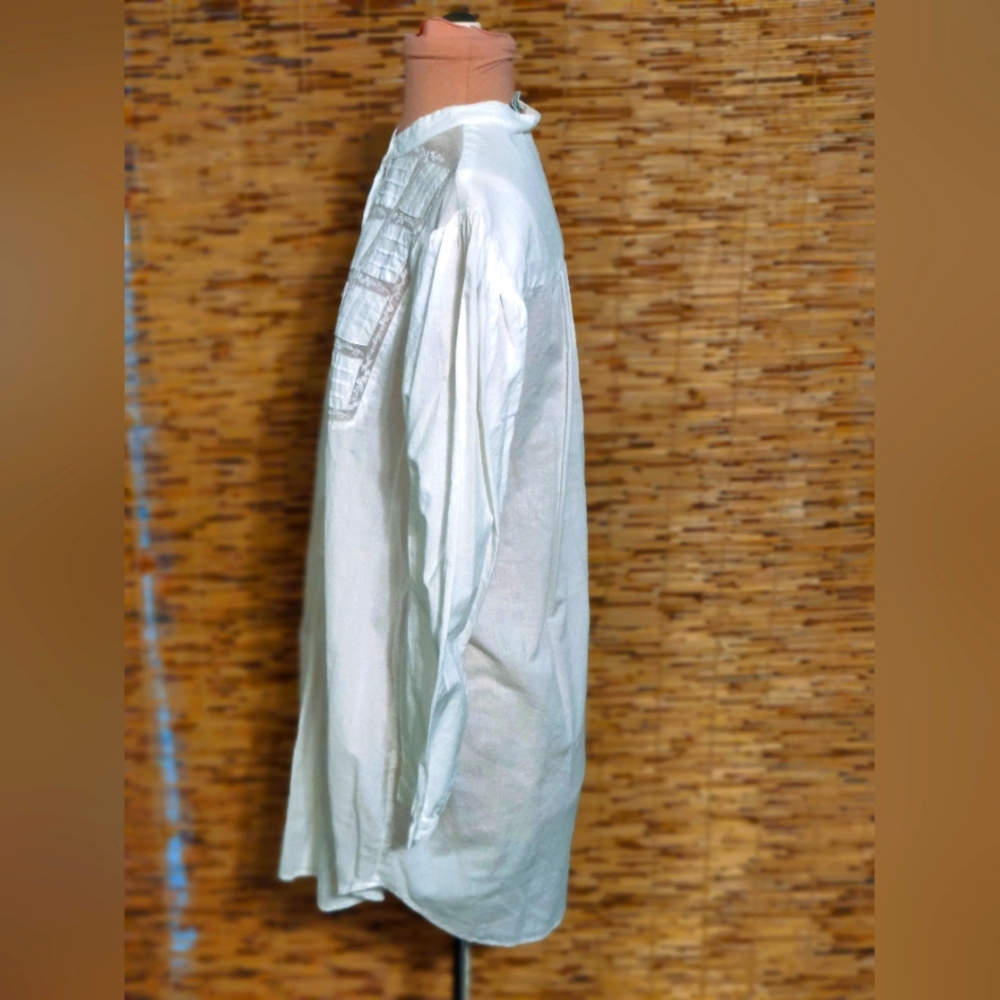 80s does Edwardian pin tuck White Cotton dress gown Mini  modest LG ▪️Lace - Picture 5 of 10